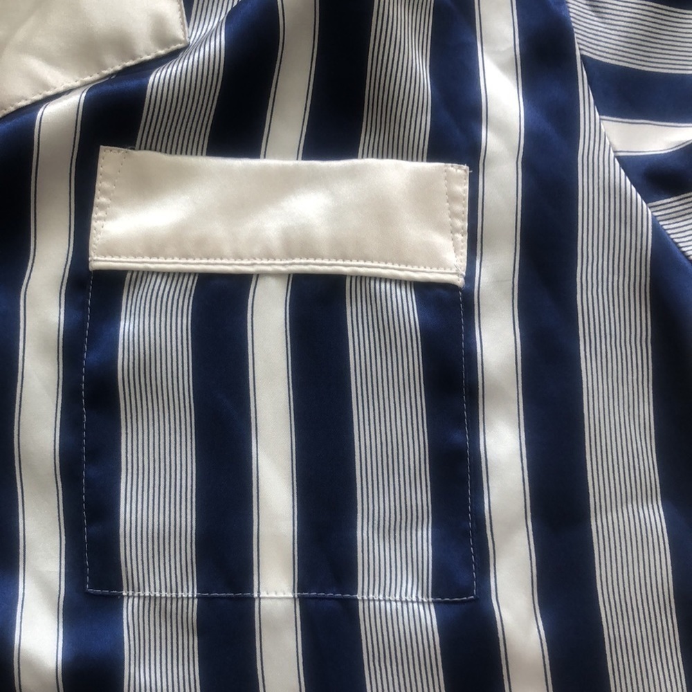 Vintage Lingerie Cacique Blue and White Striped Satin Night Shirt Size Small - Picture 6 of 10